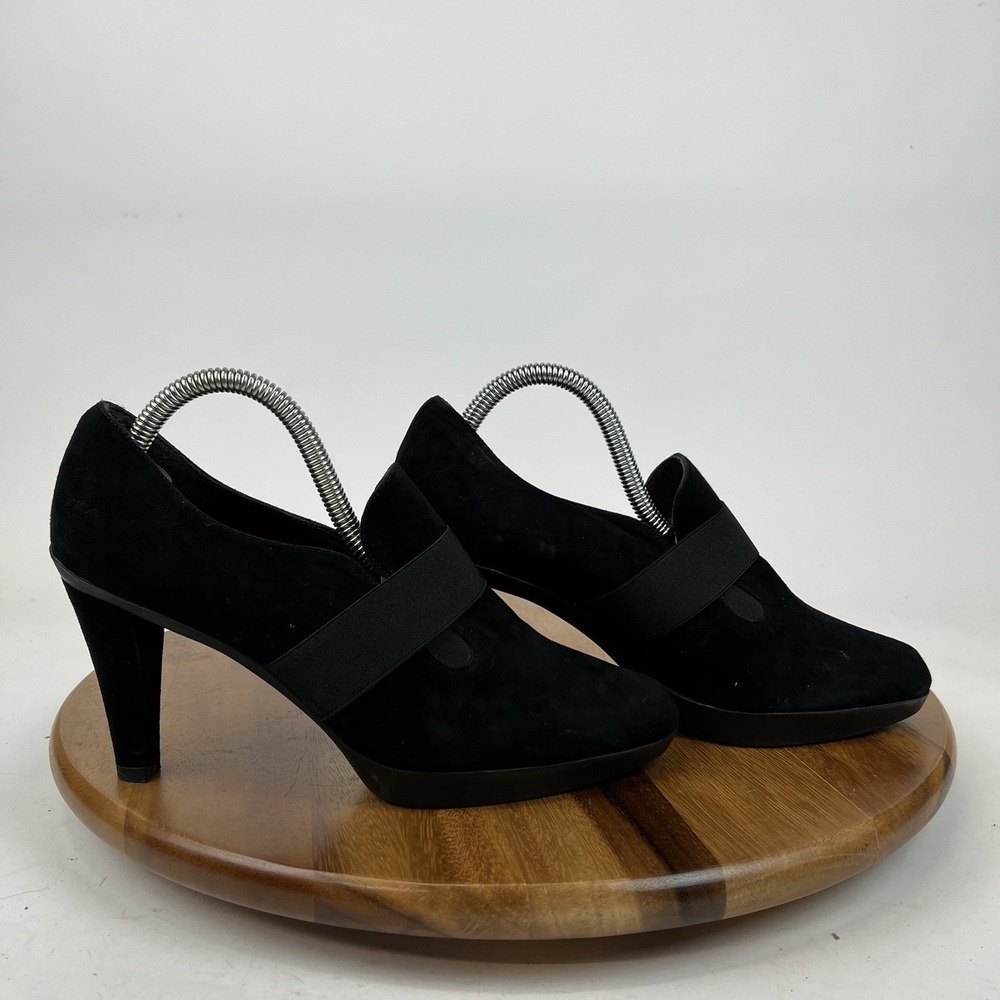 Womens Stuart Weitzman Black‎ Suede Slip On Comfort Pumps Heels Size 11 M GUC